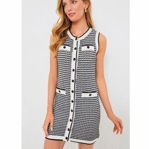 Pomander Place Navy Stripe Bardot Dress